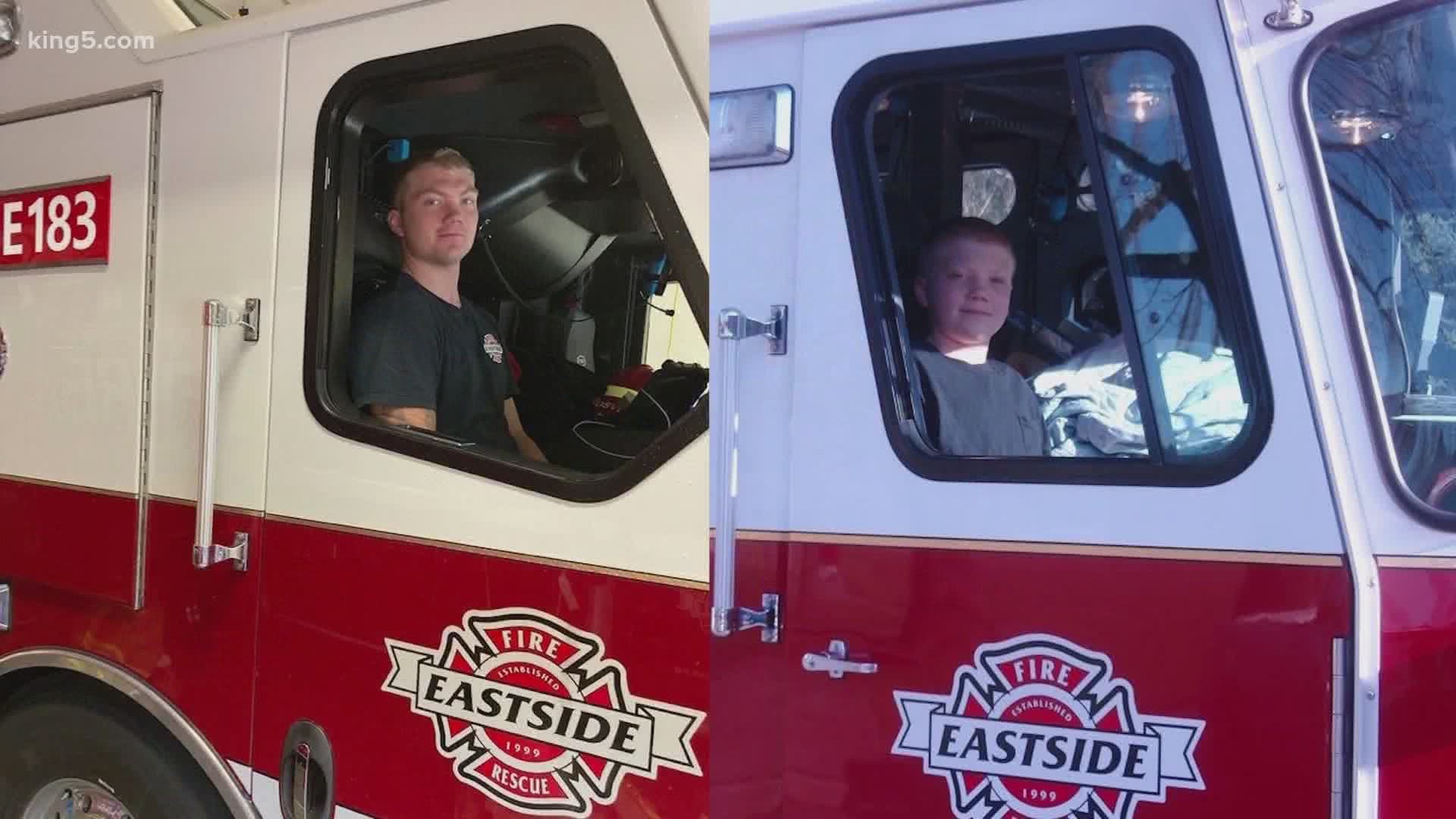 Lucas Storey spent his childhood hanging out at the firehouse and looking up to his firefighter uncle, and now as an adult, he's carrying on in his uncle's footsteps