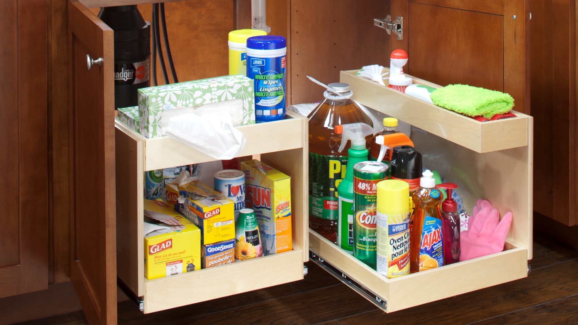 Custom-designed storage solutions add more space, organization, and accessibility to your existing cabinets.  Sponsored by ShelfGenie of Seattle