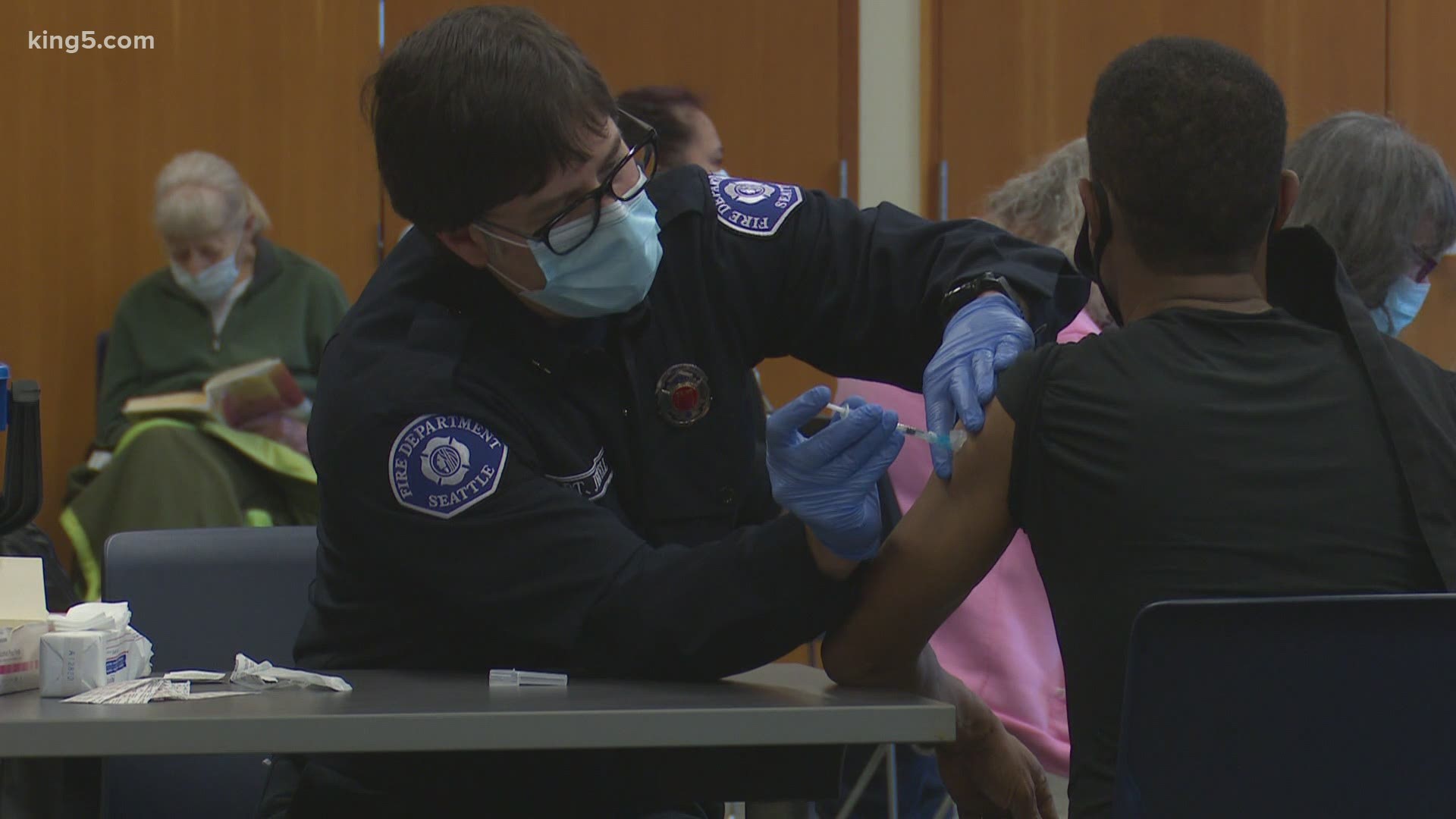 The City of Seattle gets 1,000 doses of the COVID-19 vaccine each week, meaning nearly half of the week’s allotment went to the pop-up clinic on Sunday.