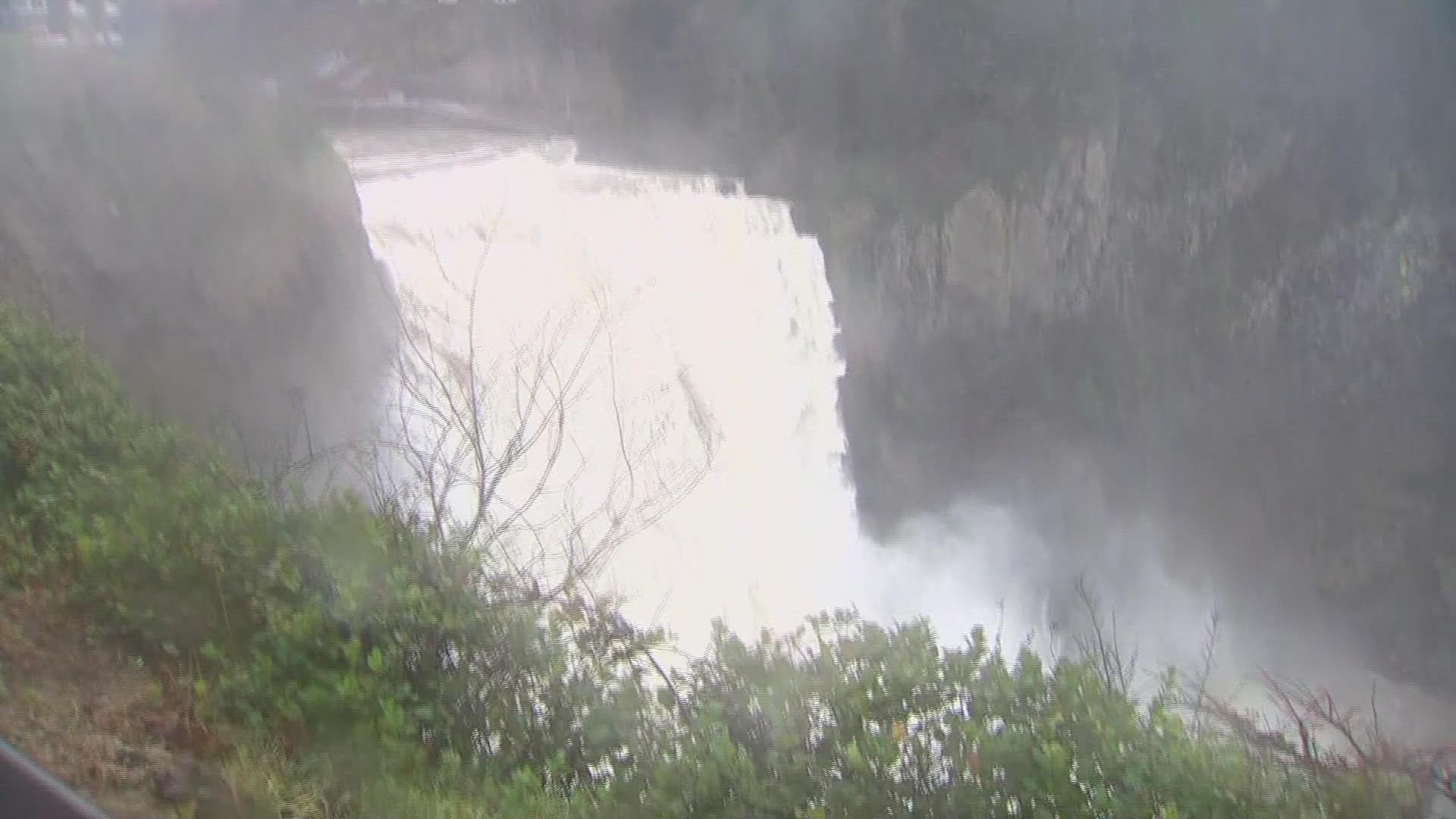 Snoqulmie Falls swelled Nov. 28, 2021 after heavy rainfall.