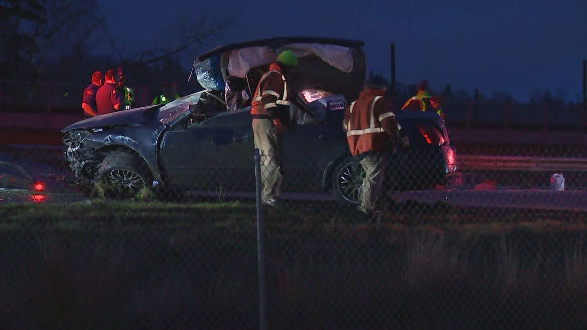 A vehicle headed southbound on 599 crossed into a northbound lane and collided head-on with another vehicle early Monday morning