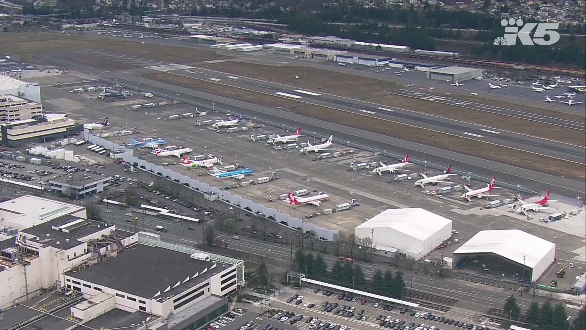 SkyKING flew above Boeing Field in Seattle.