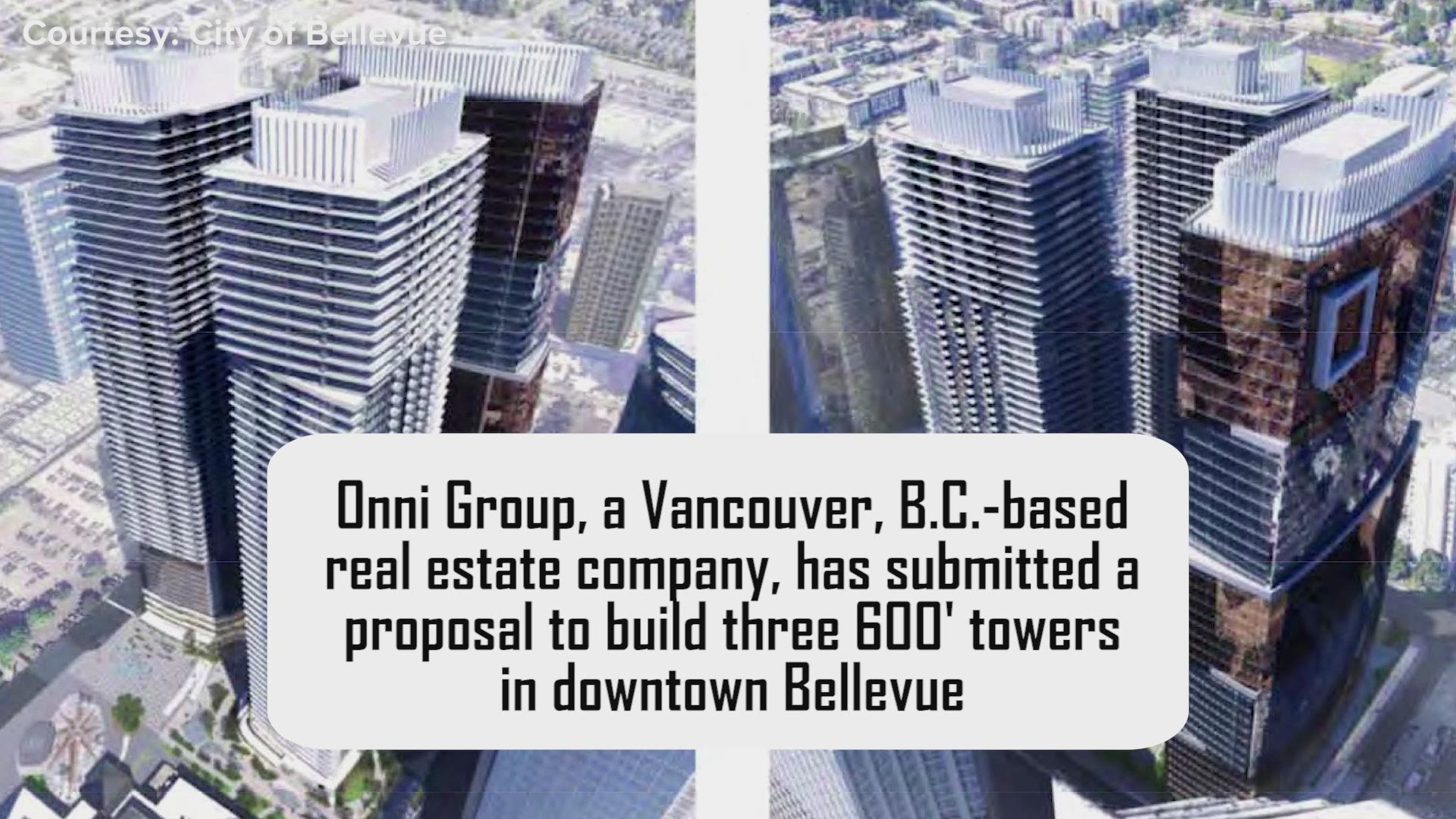 A Vancouver, B.C.-based developer wants to add to the Bellevue skyline with three brand new 600' tall towers.