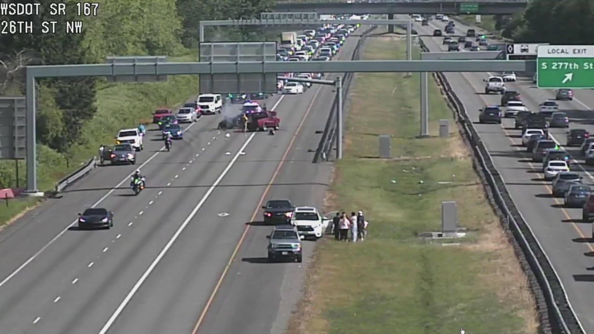 Just before 10 a.m., a multi-vehicle crash blocked State Route 167 near Auburn. 
