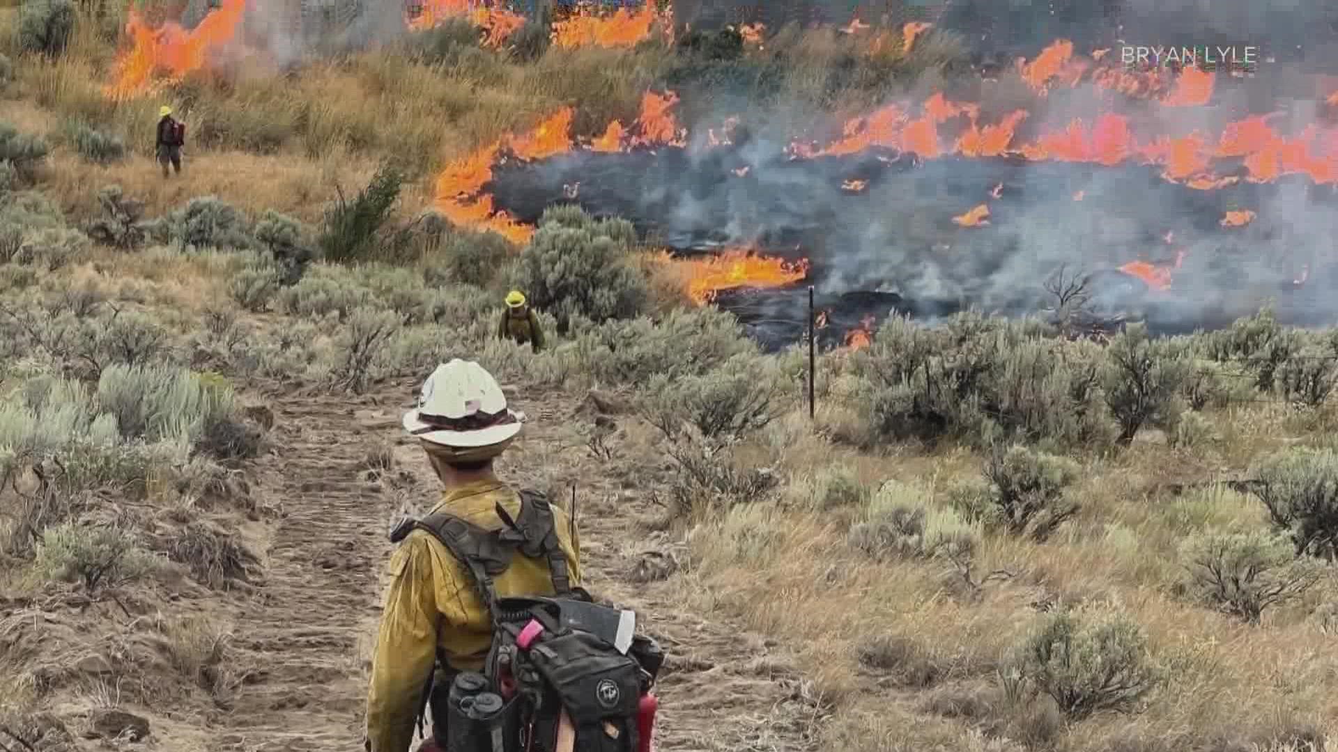 The Southeast Washington Interagency Incident Management Team says the Vantage Highway Fire burned 10,500 acres and is 18% contained.