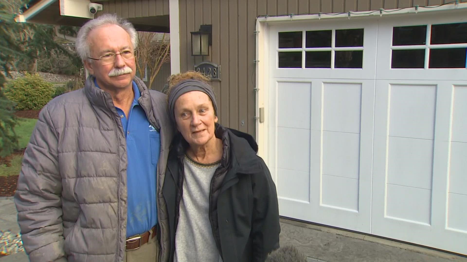 John and Barb Surdi have lived in their Bellevue home for more than 30 years. Monday, a landslide sent it crumbling under them.