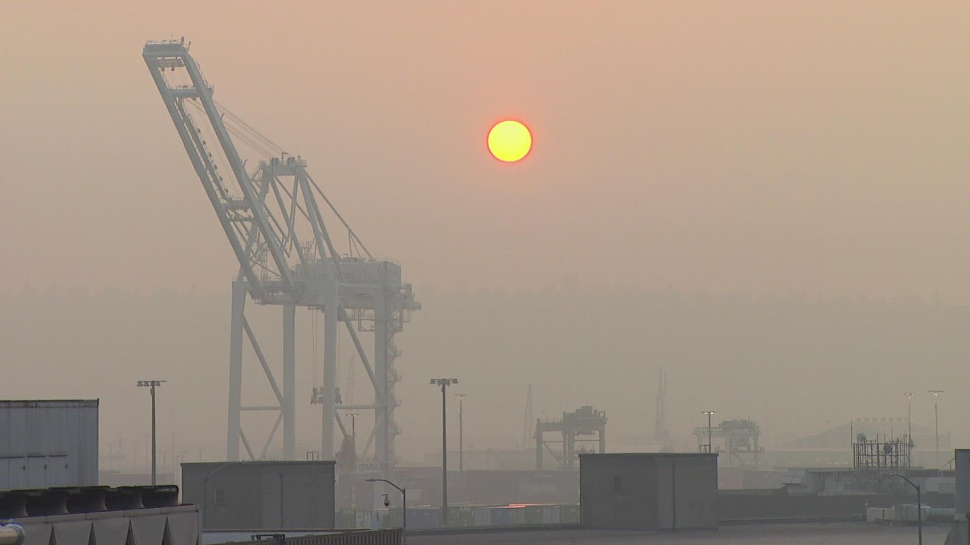 Seattle’s air quality was among the worst in the world Wednesday. Multiple wildfires in the Cascades caused unhealthy to very unhealthy air quality readings.