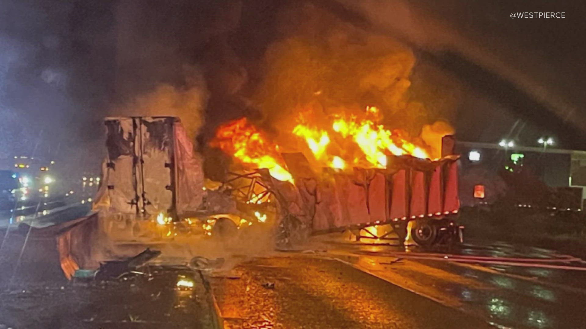 Semi-truck crash closes both side of I-5 in Tacoma | king5.com