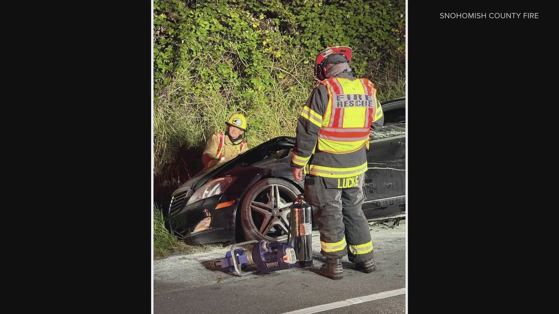 Three deputies were hospitalized after the pursuit of a stolen vehicle resulted in a crash on Hwy 2 in Monroe