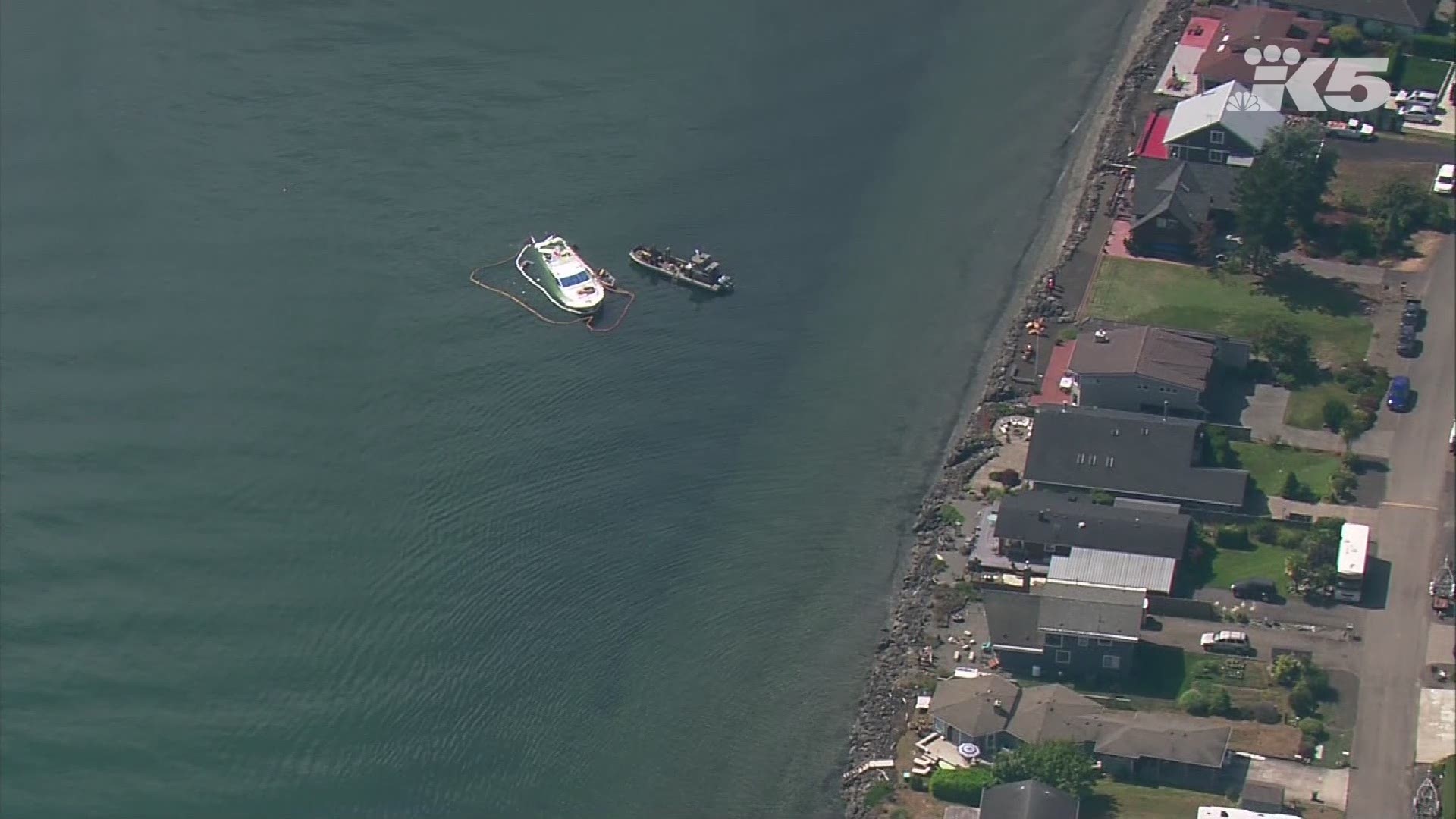 All 8 of the 65-foot boat's passengers managed to make it to shore safely.