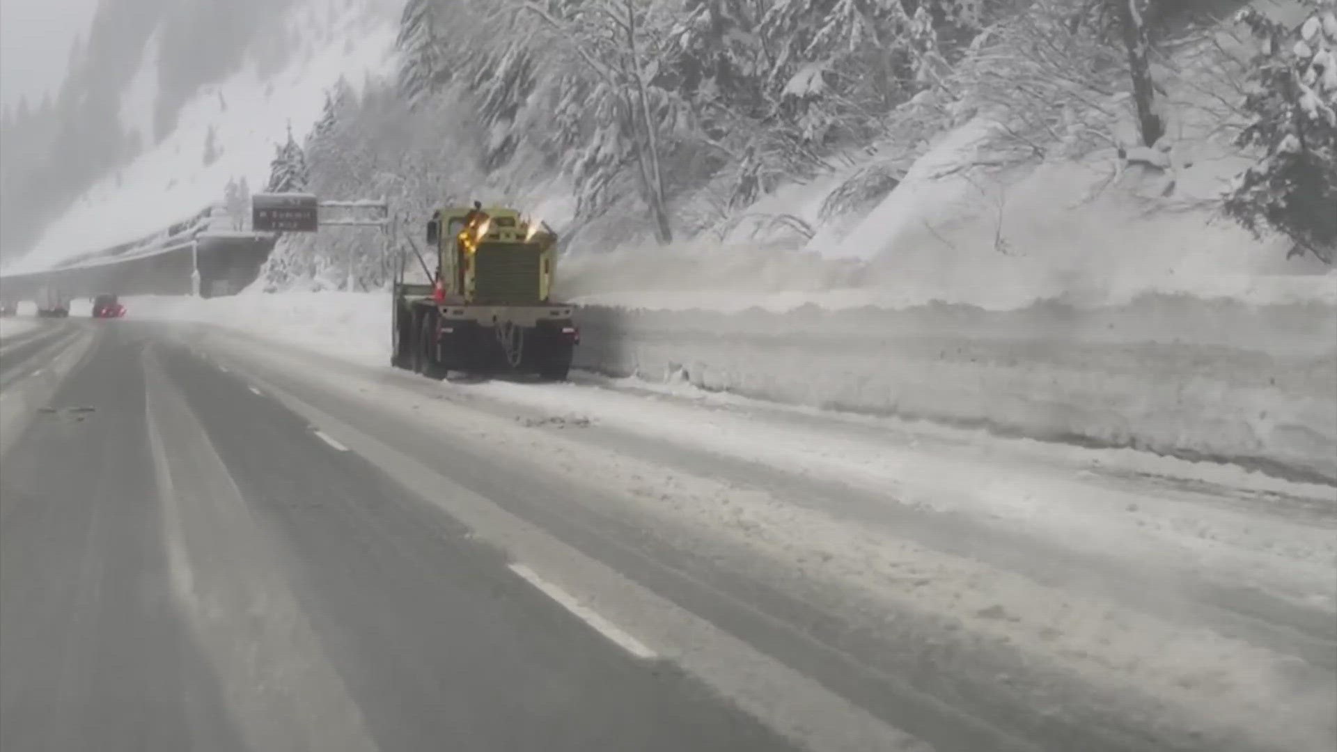 While conditions have improved at Snoqualmie Pass, more snow is on the way