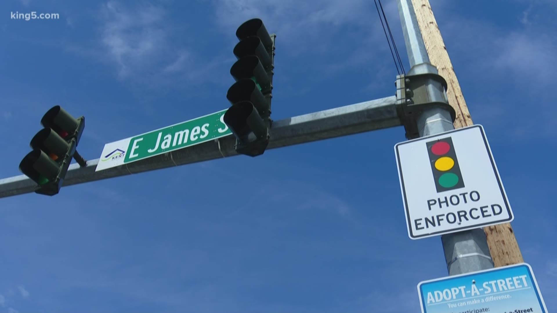 Six red light cameras will be installed in Kent by this fall. A warning period for three intersections begins July 1.