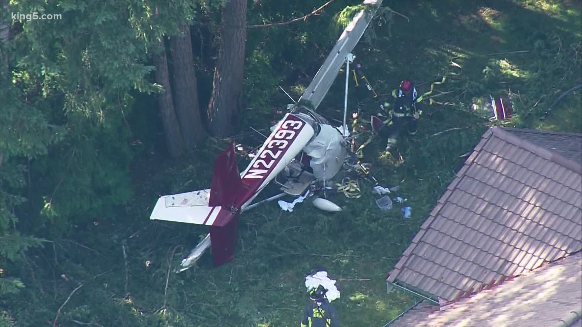A plane crashed into a back yard in Kitsap County.