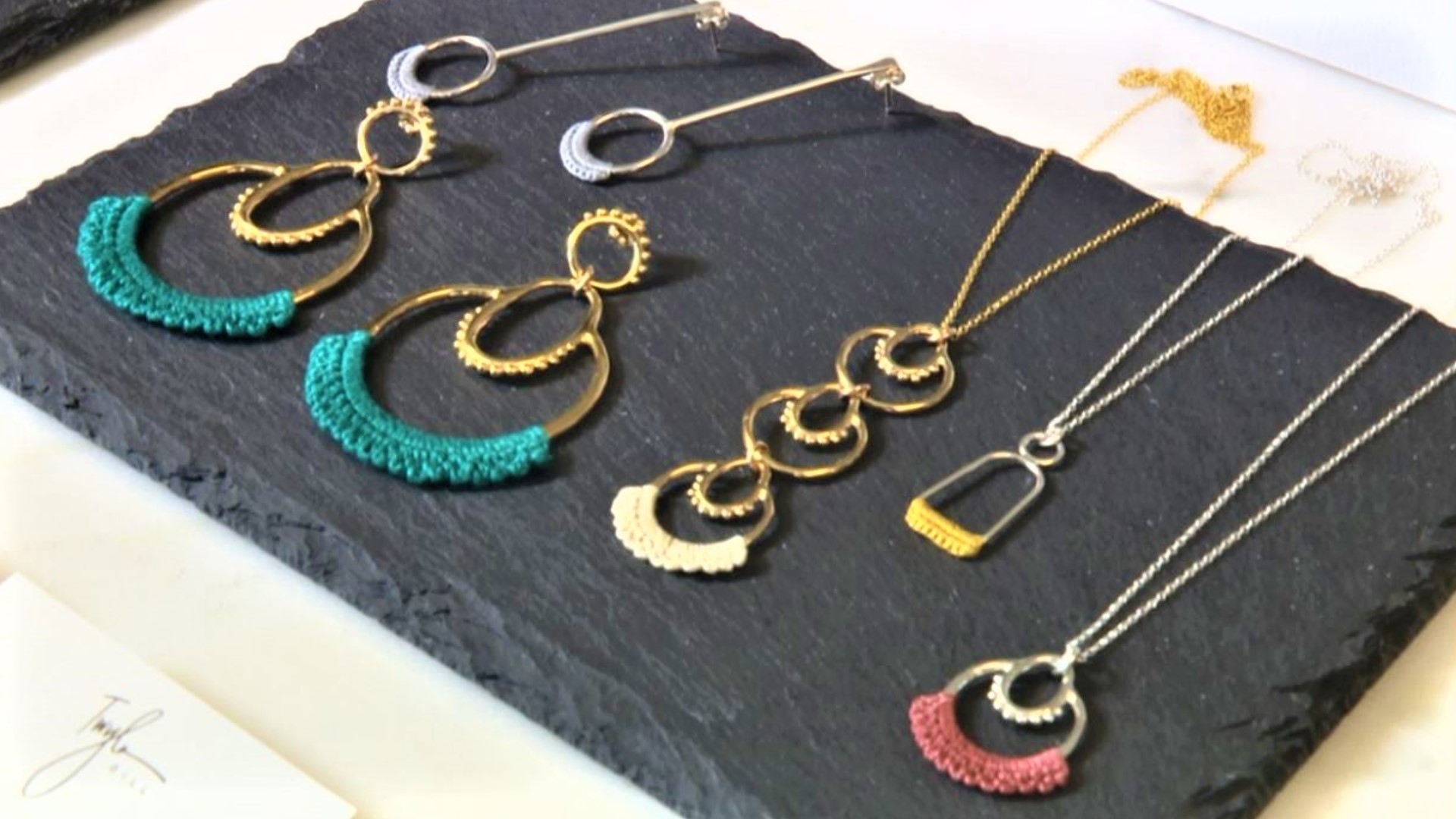 Designer Twyla Dill hand-crochets each piece of jewelry she sells. #k5evening