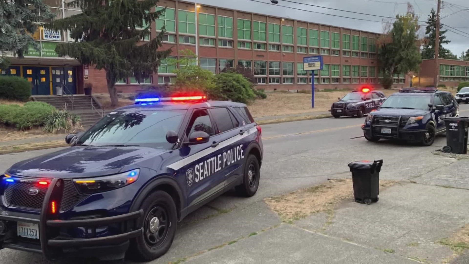 Seattle police said two teenagers exchanged gunfire outside of Aki Kurose Middle School Thursday evening.