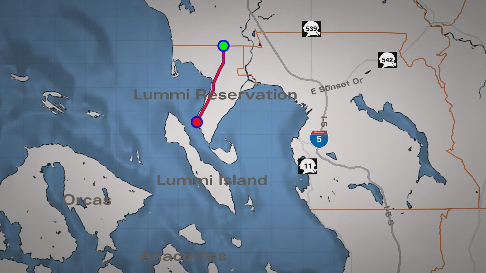 Haxton Road, which is the main access road off the Lummi reservation, closed on Thursday.