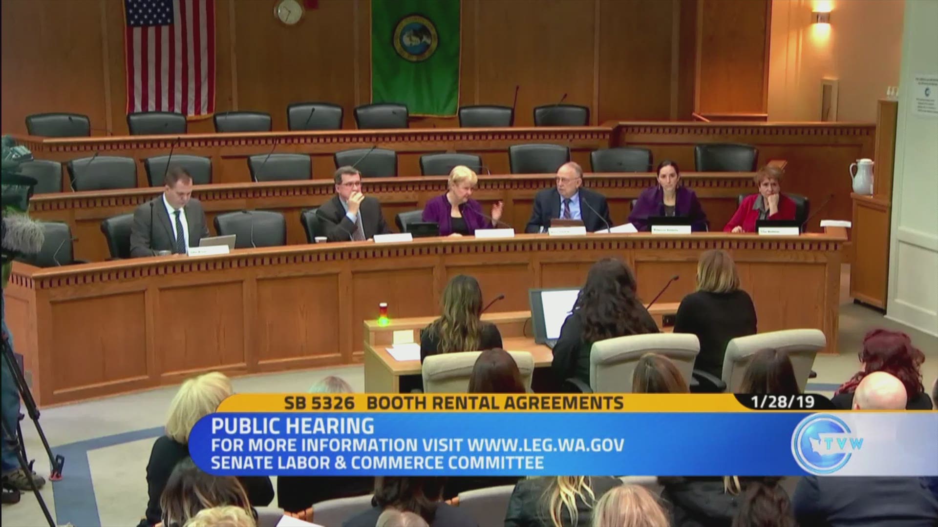 Hair stylists and cosmetologists spoke for and against Senate Bill 5326. (Source: TVW)