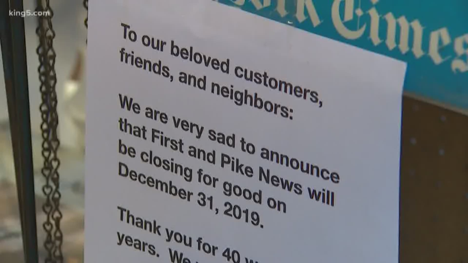 First & Pike News has been open for business for 40 years at the Market's entryway.