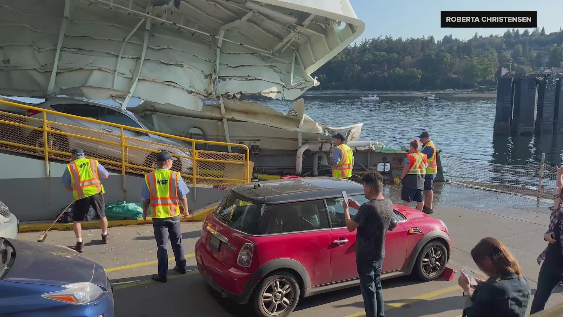 The Cathlamet ferry had a "hard landing" at the Fauntleroy dock Thursday morning causing significant damage, according to Washington State Ferries.