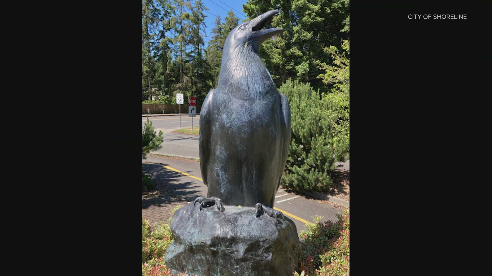 Emissary Raven sculpture was stolen from its pedestal along the Interurban Trail in Shoreline on July 16.