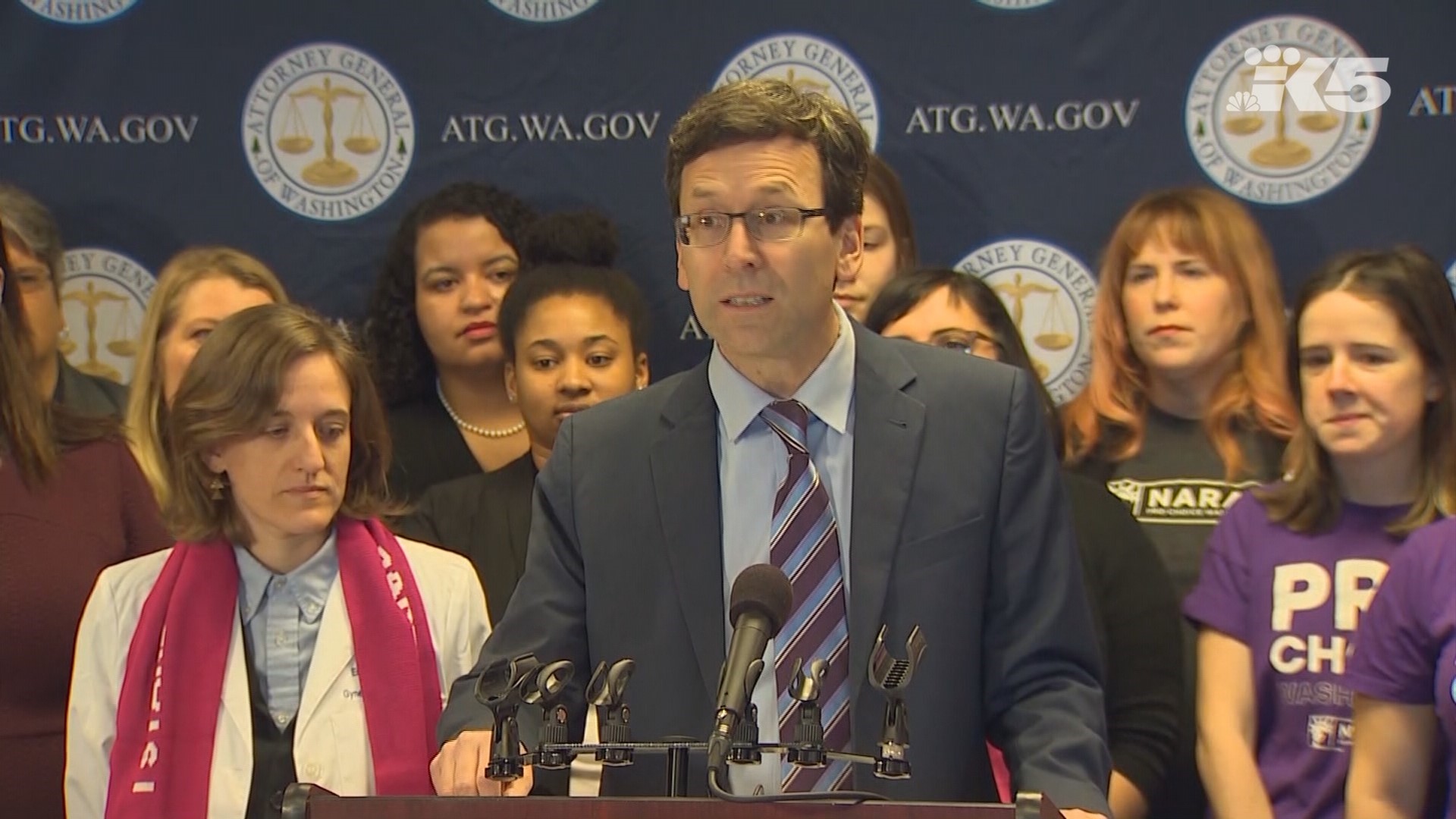 Washington Attorney General Bob Ferguson announces plans to file a lawsuit over the Trump administration's new abortion obstacles.