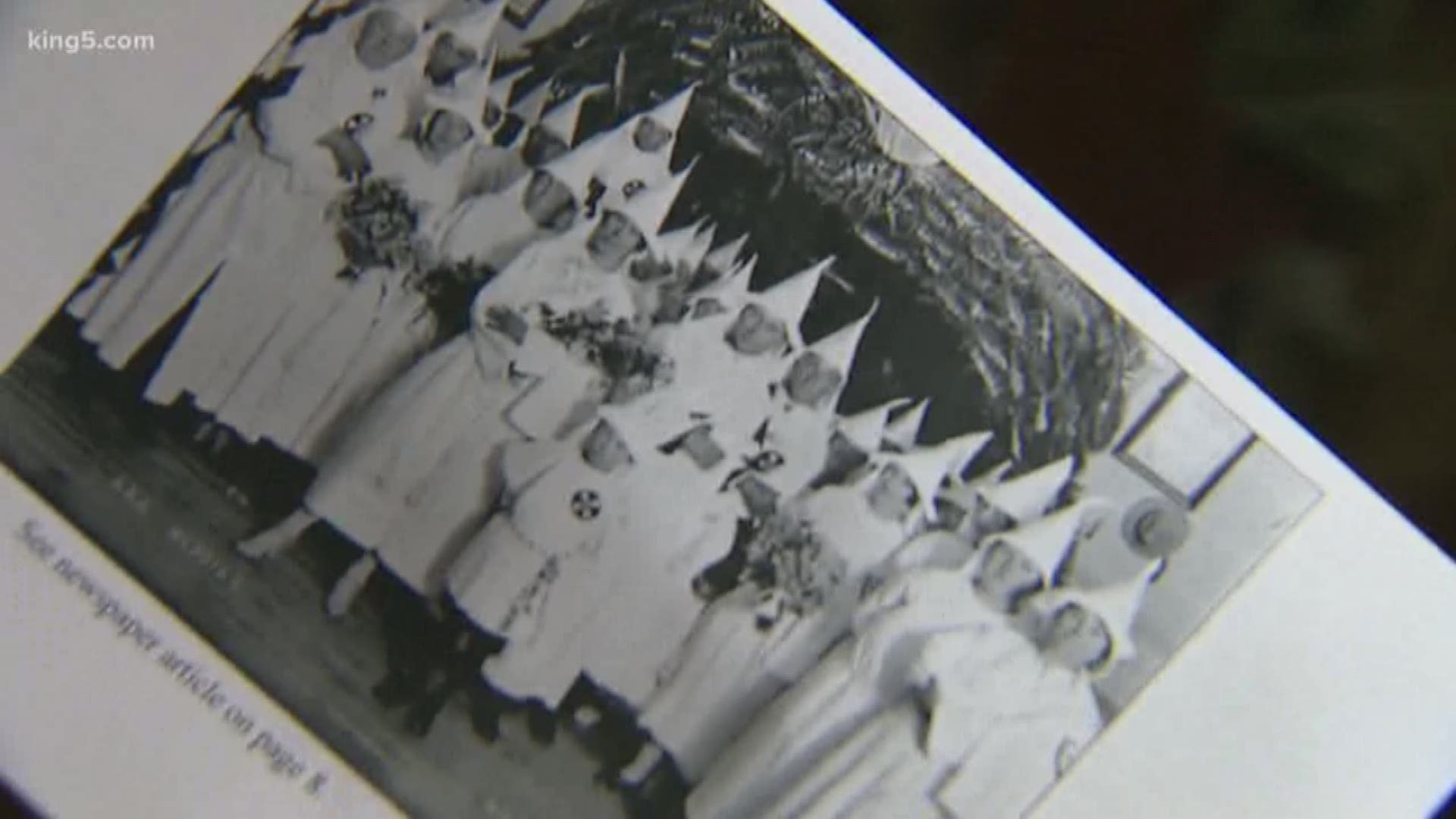 Painful memories are being dredged up after a museum in Sedro-Woolley published photos of the KKK and then mailed them to city residents. KING 5's Eric Wilkinson reports.