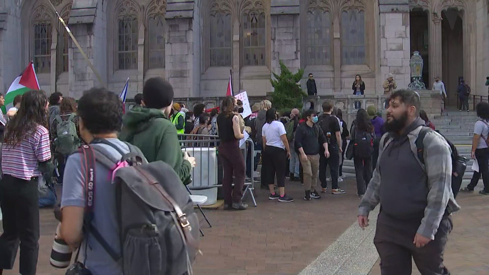 A protest organized by Students United For Palestinian Equality and Return is happening right now at Red Square on the UW campus