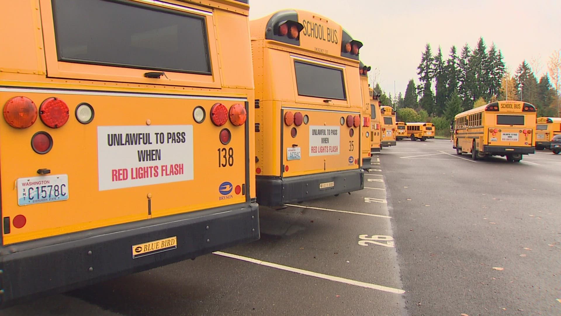 The Puyallup School District temporarily suspended some of its bus runs Monday because of the bus driver shortage.