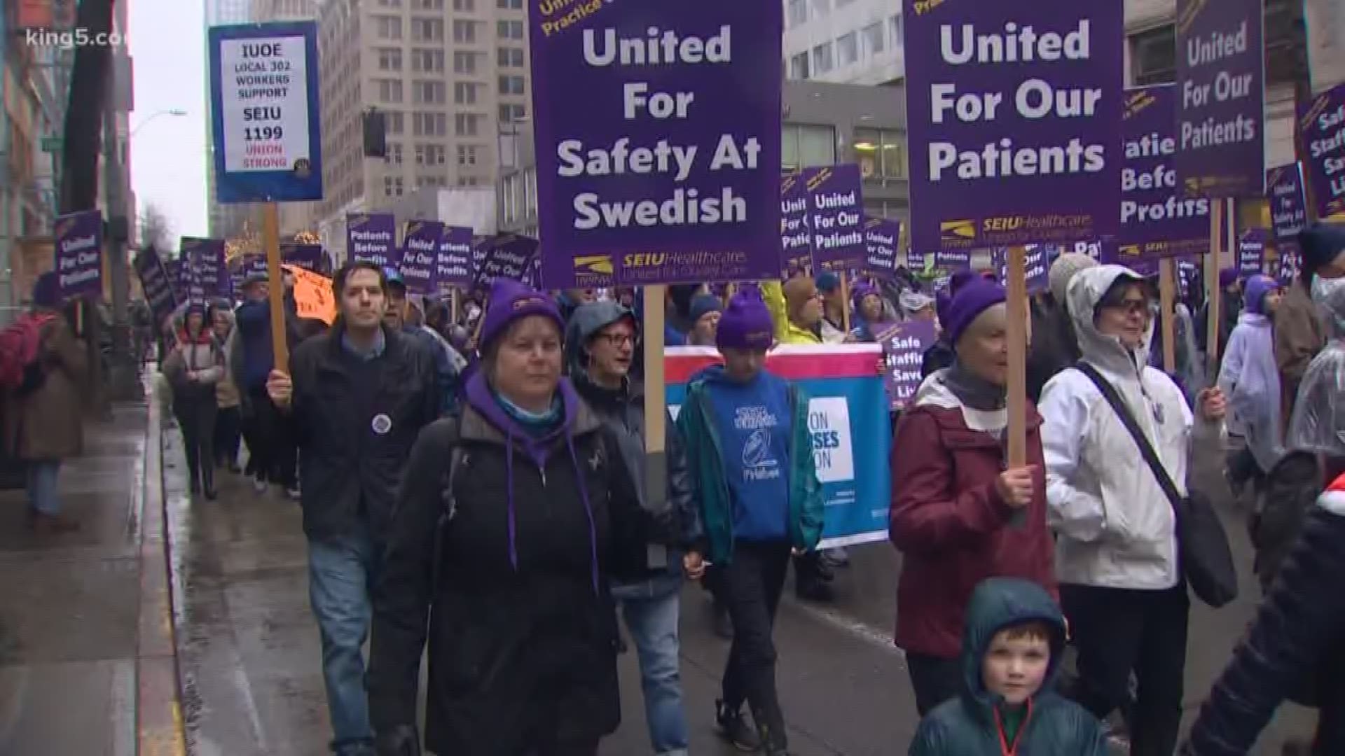 Healthcare workers at Swedish Medical Centers across enter their third and final day of a strike for better pay and more staffing.