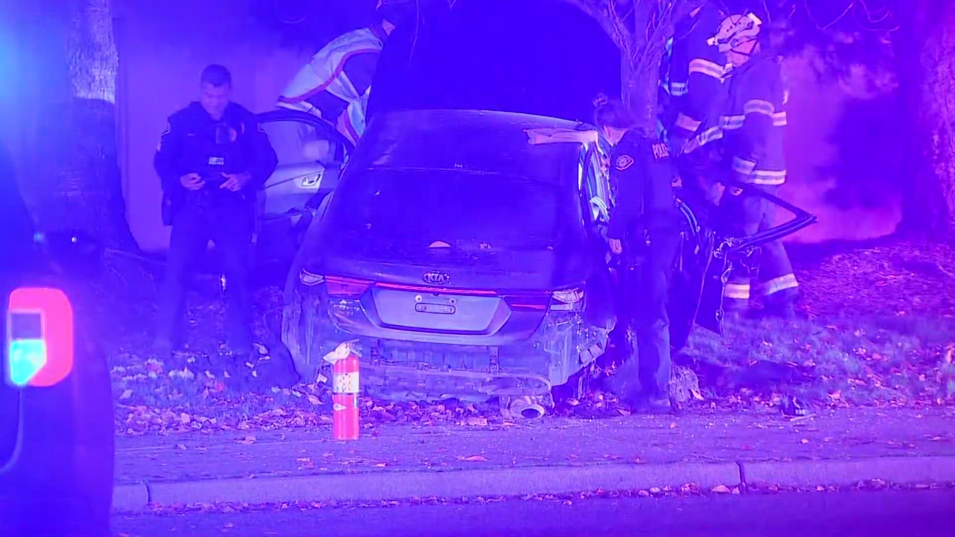 A stolen Kia being chased by police crashed head on into another driver in Kent early Tuesday morning