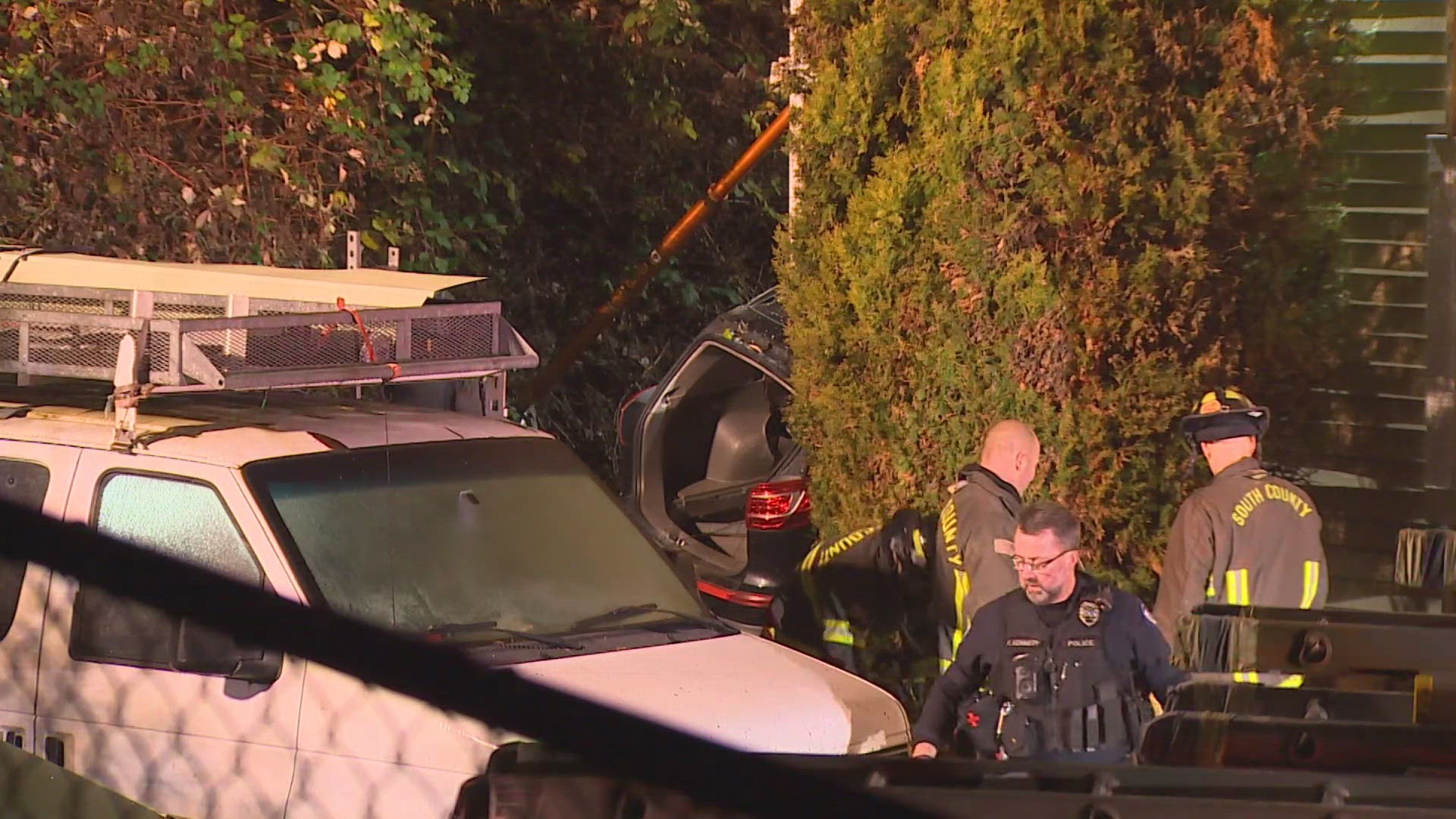 One person is dead after a car went down an embankment at Whispering Cedars apartments in Lynnwood