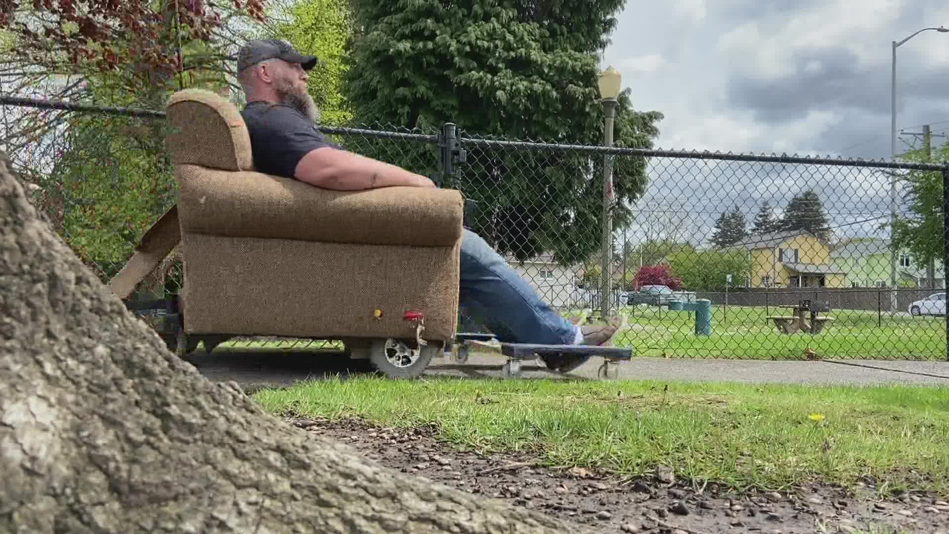 Tacoma Couch Guy has been making the rounds on social media lately because he’s been spotted making the rounds in his neighborhood on a couch.