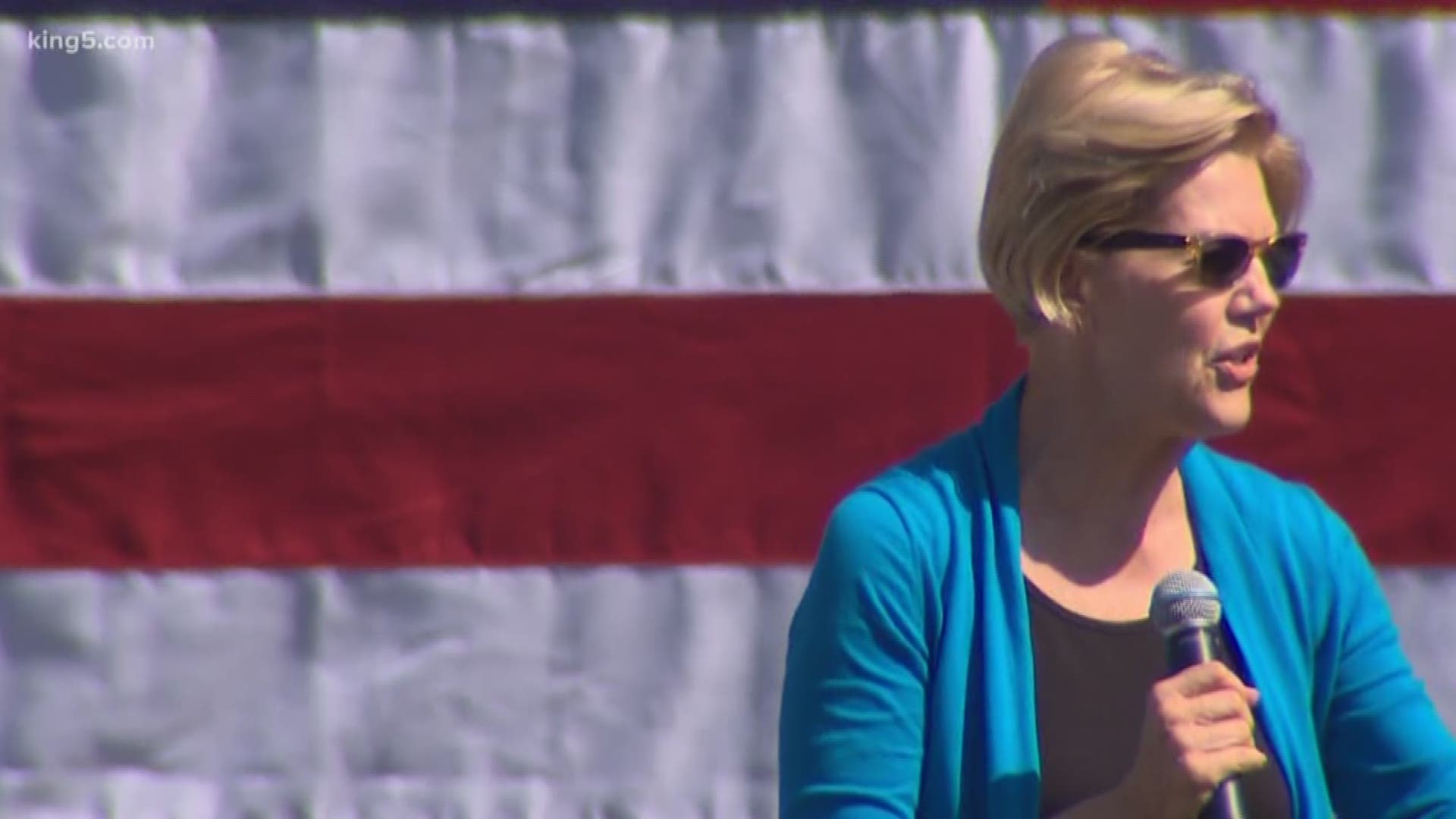 Around 15,000 people flocked to Seattle Center Sunday for a town hall hosted by Democratic presidential candidate Elizabeth Warren. KING 5’s Kalie Greenberg reports.