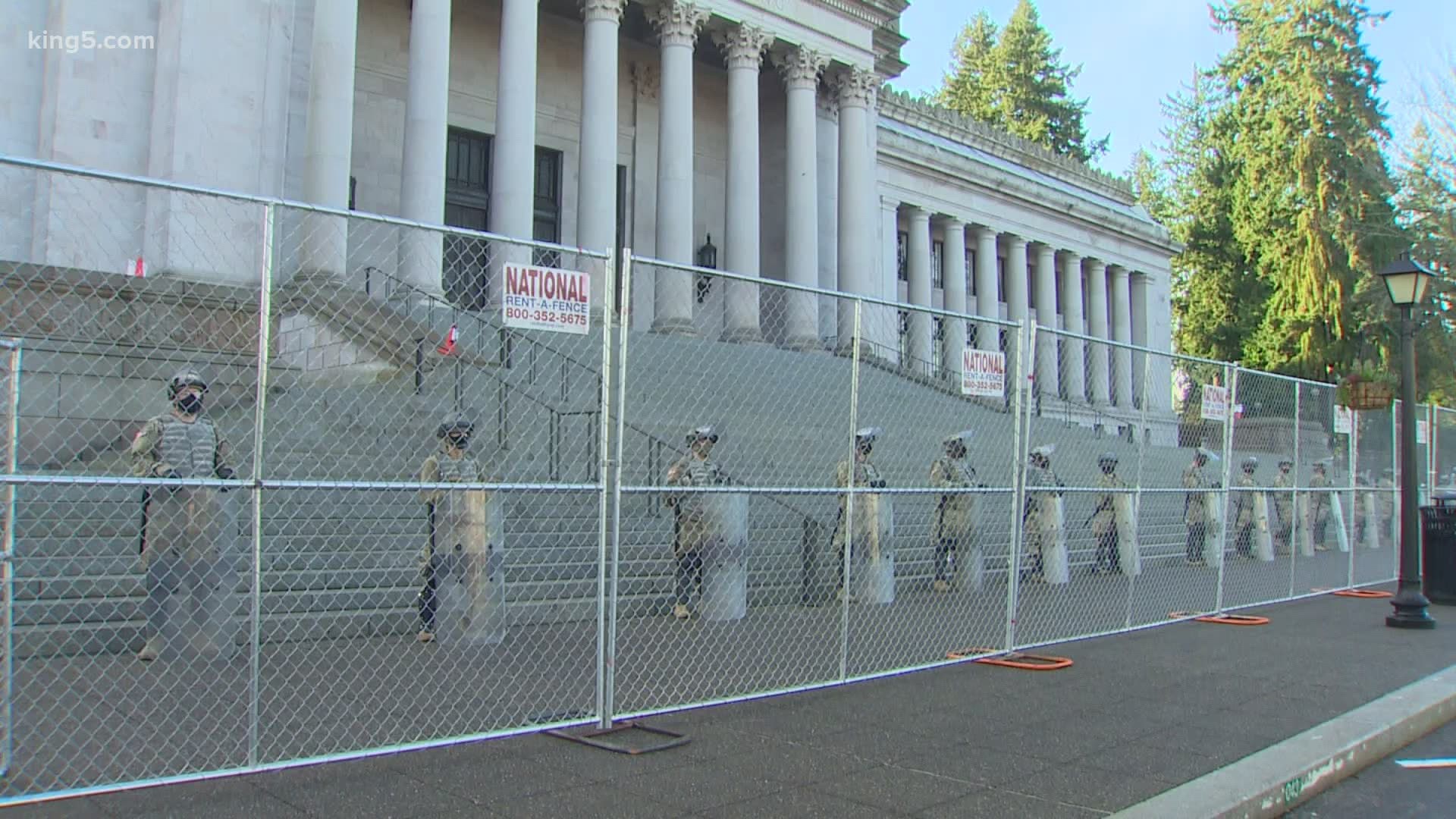 After chaos beset the U.S. Capitol, security has been beefed up around the state capitol in Olympia before the start of legislative sessions.