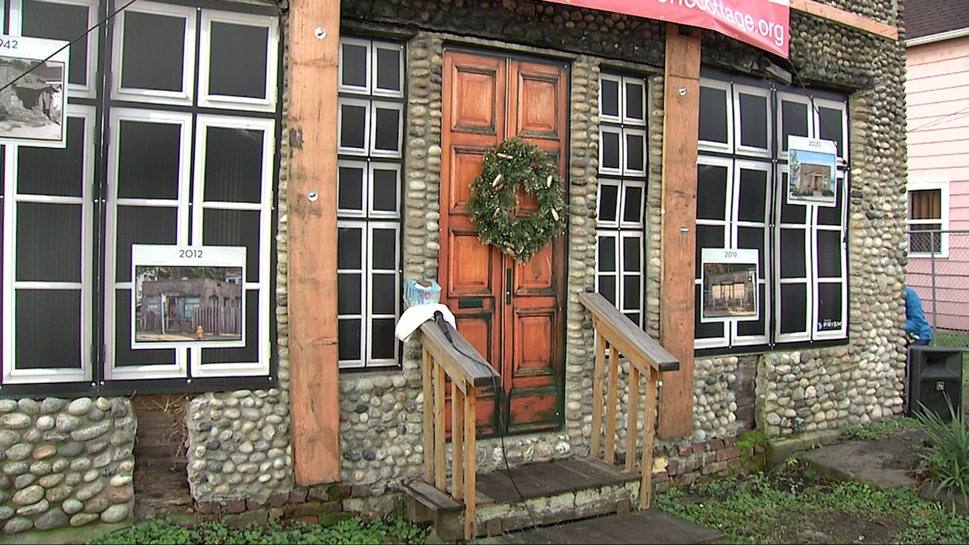 The depression-era home was built by hand using stones gathered from Alki Beach.