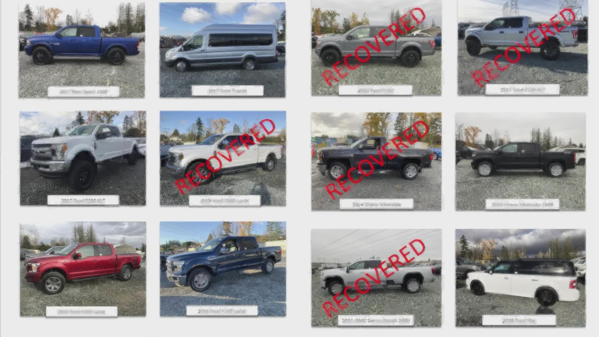 19 vehicles stolen from Spanaway auto auction lot