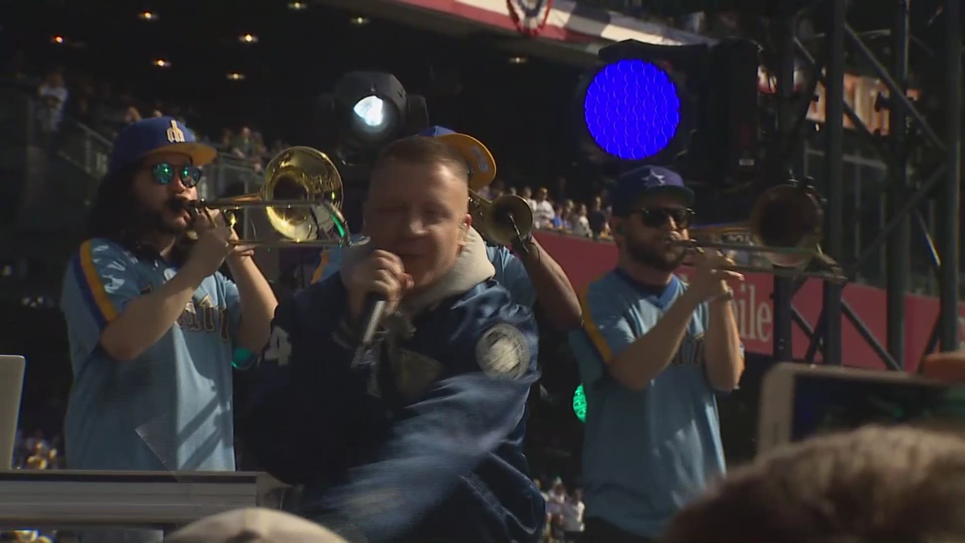 Seattle rapper Macklemore performs at Mariners home opener at T-Mobile Park.