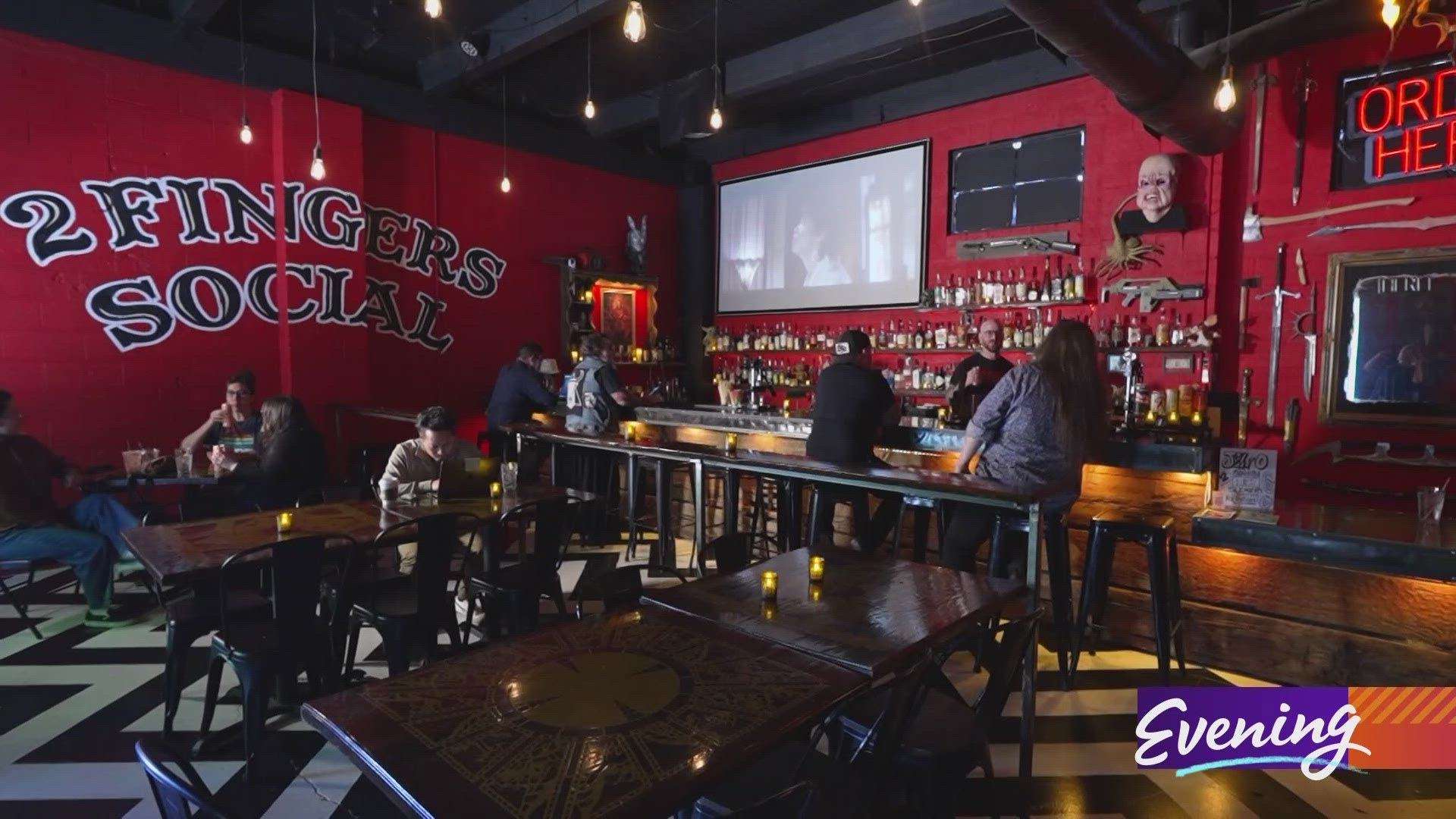 2 Fingers Social's libations pair well with its unique theme centered around vintage cinema.  