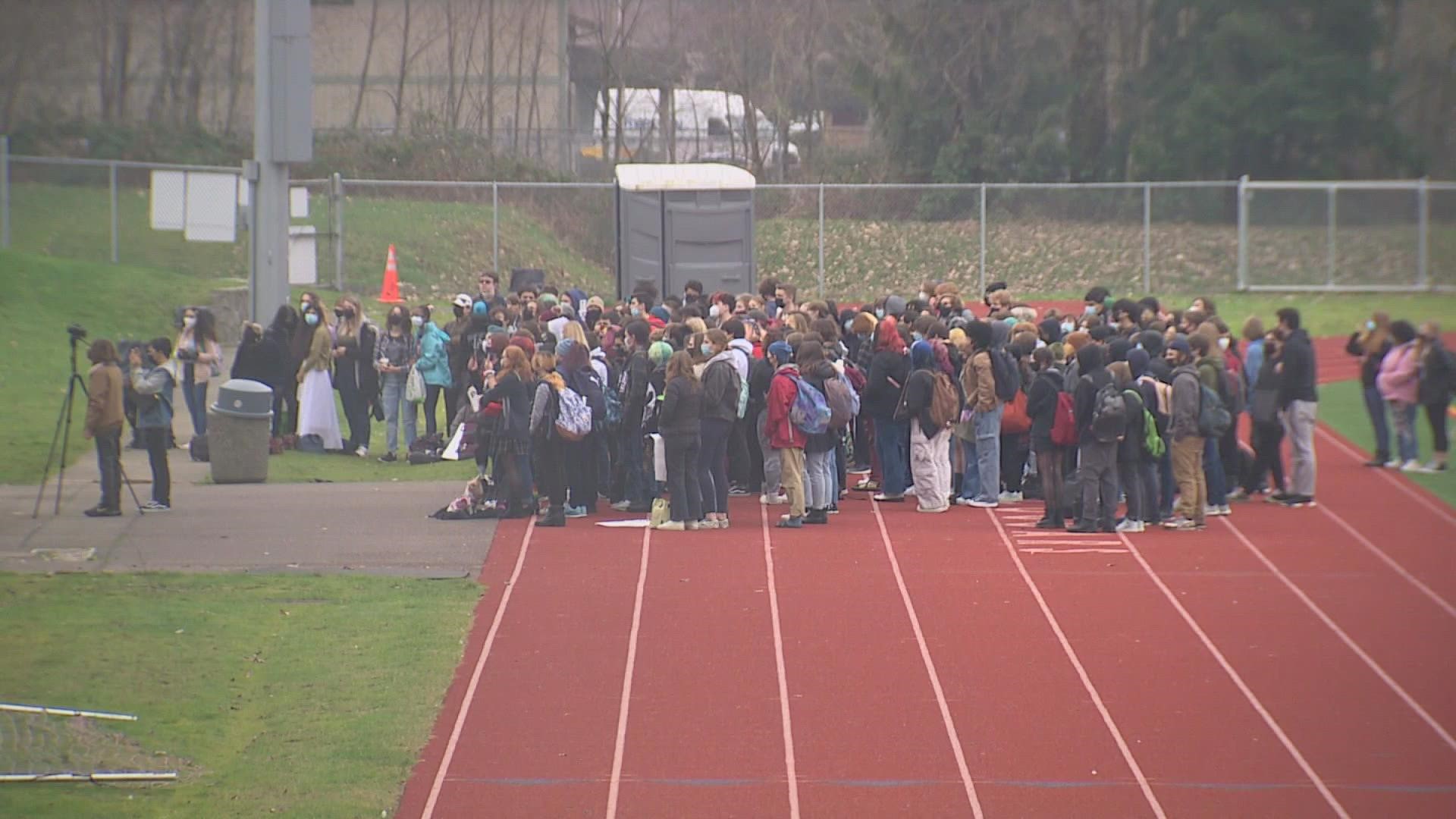 Hundreds of students walked out of the high school Monday over the incident caught on camera.