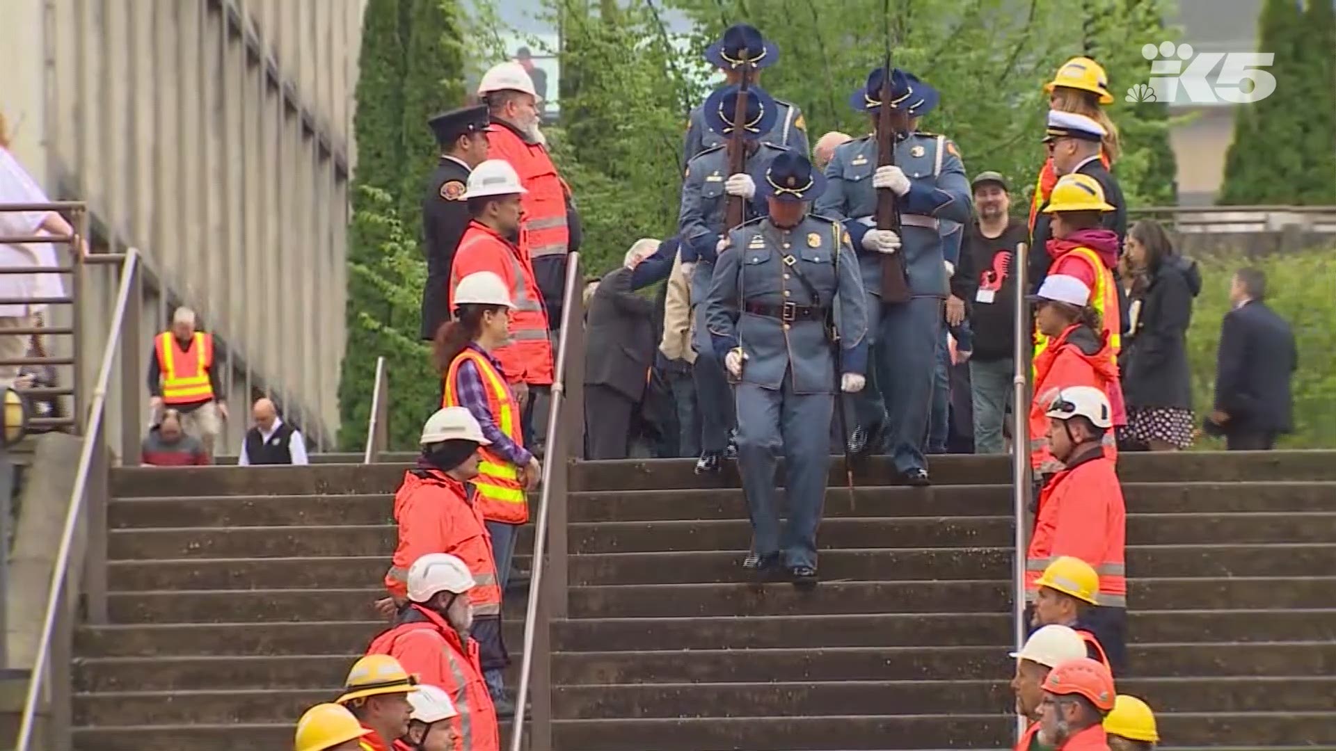 The Washington State Department of Transportation paid tribute to its workers killed on the job with a series of memorials and a ceremony at the state capitol on April 10, 2019.