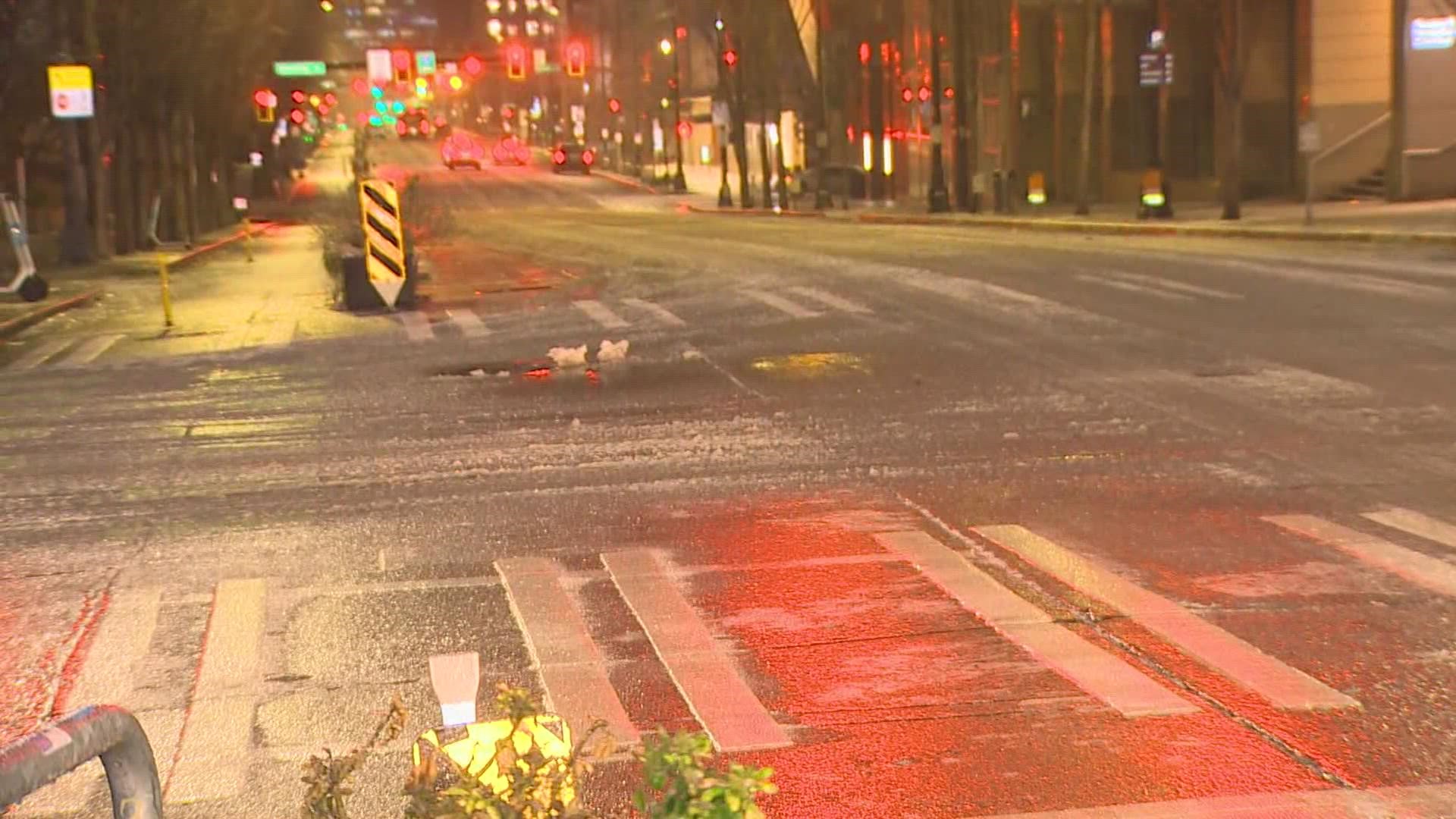 A winter storm brought freezing rain to much of western Washington overnight into Friday morning.