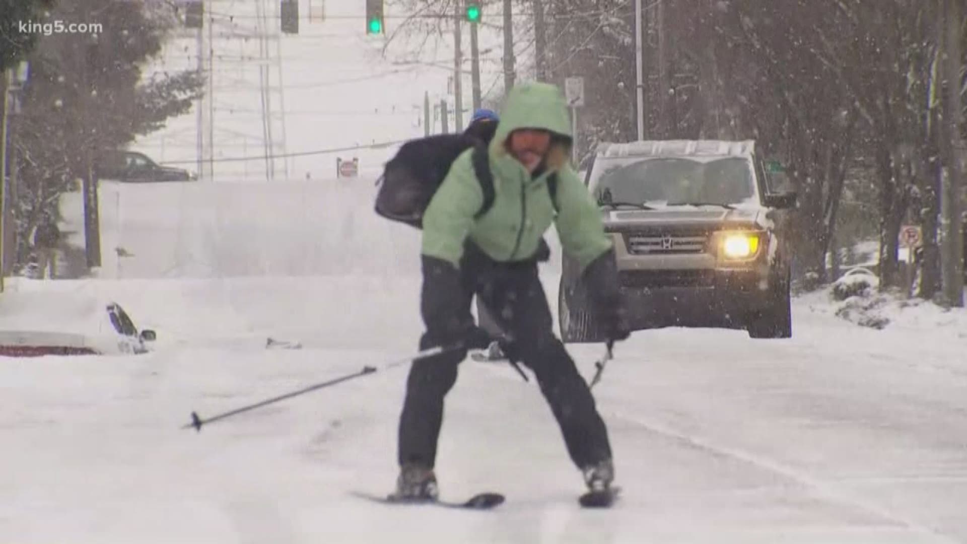 The surprise snowfall shut down many parts of Seattle. It made it especially tough, or fun, to move around in some neighborhoods. KING 5's Chris Daniels reports from West Seattle.
