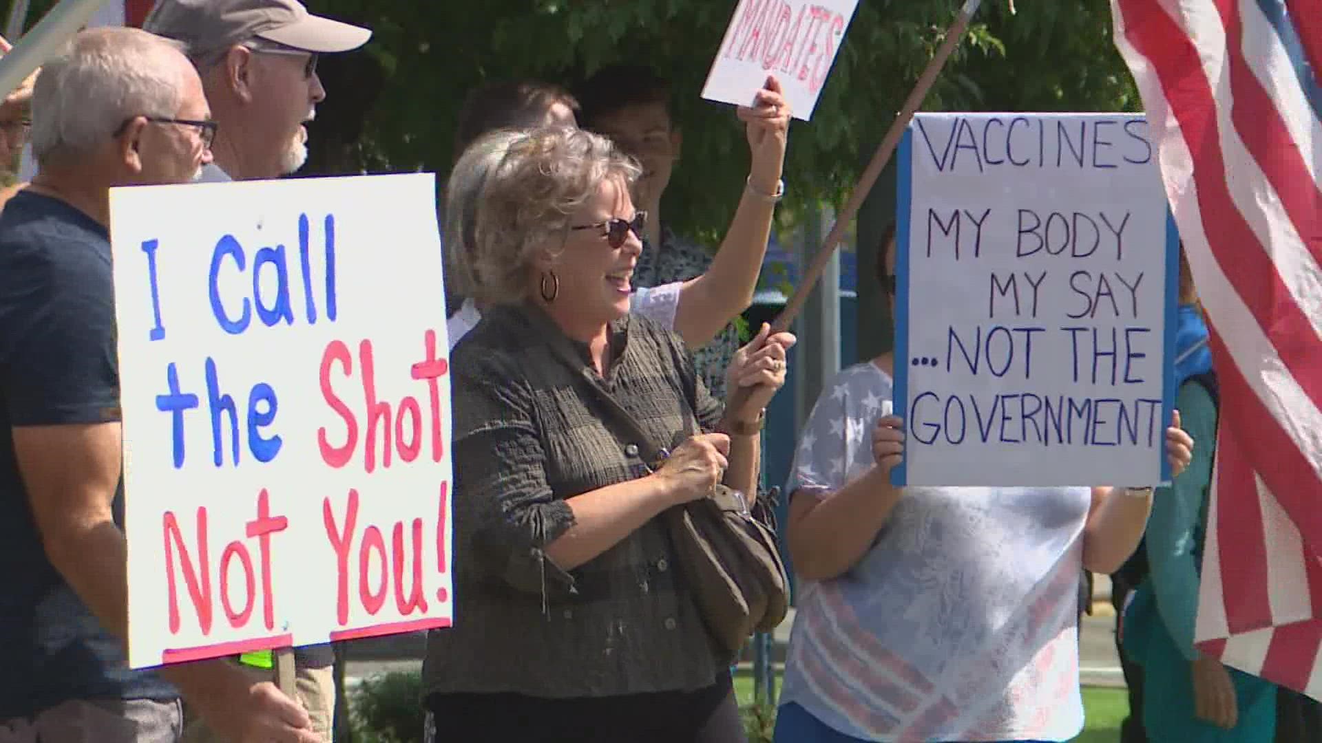Demonstrators say they're not anti-vaccine. They're pro-choice.