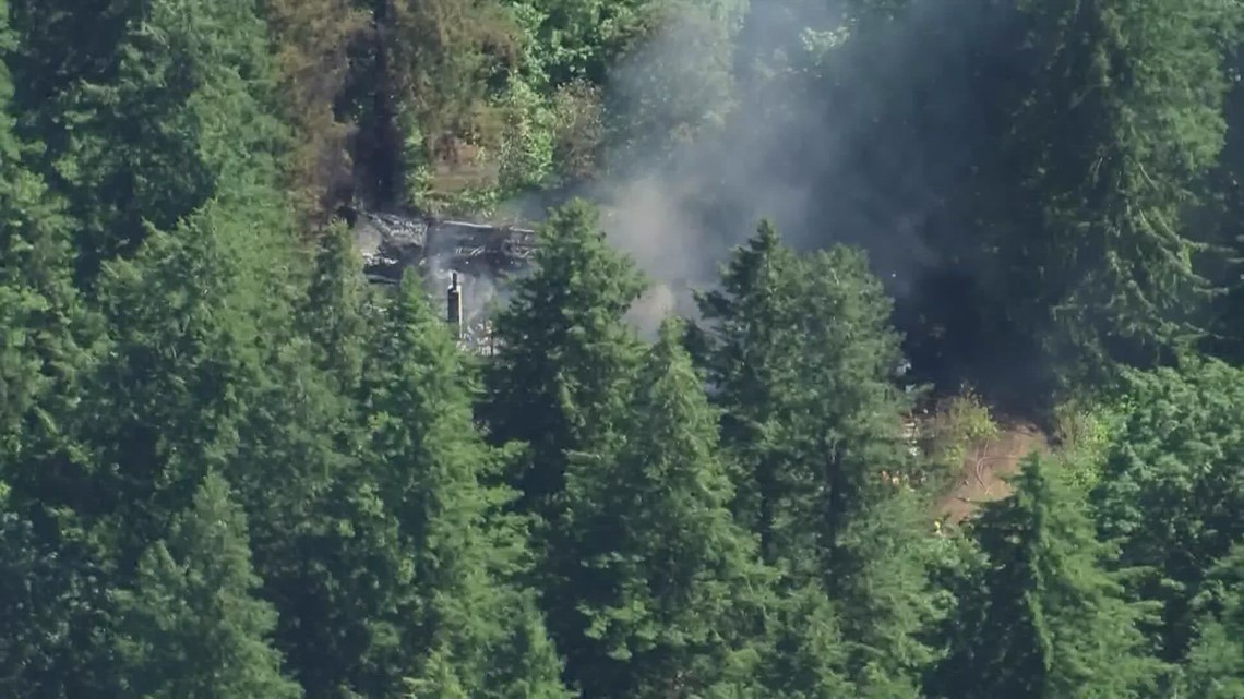 Aerials House fire in North Bend