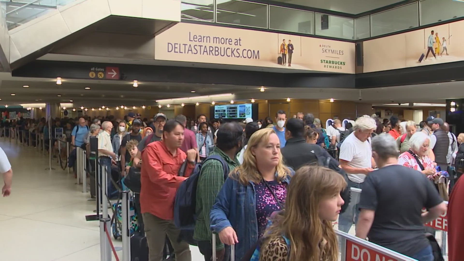 The airport saw 60-minute wait times at several security checkpoints by early Friday morning.