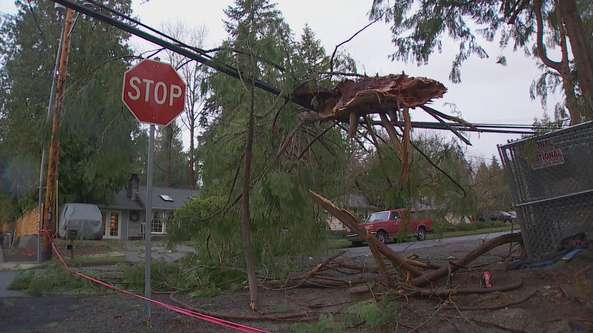 Gusty winds and steady rain have led to coastal flooding, downed trees and big waves throughout western Washington.