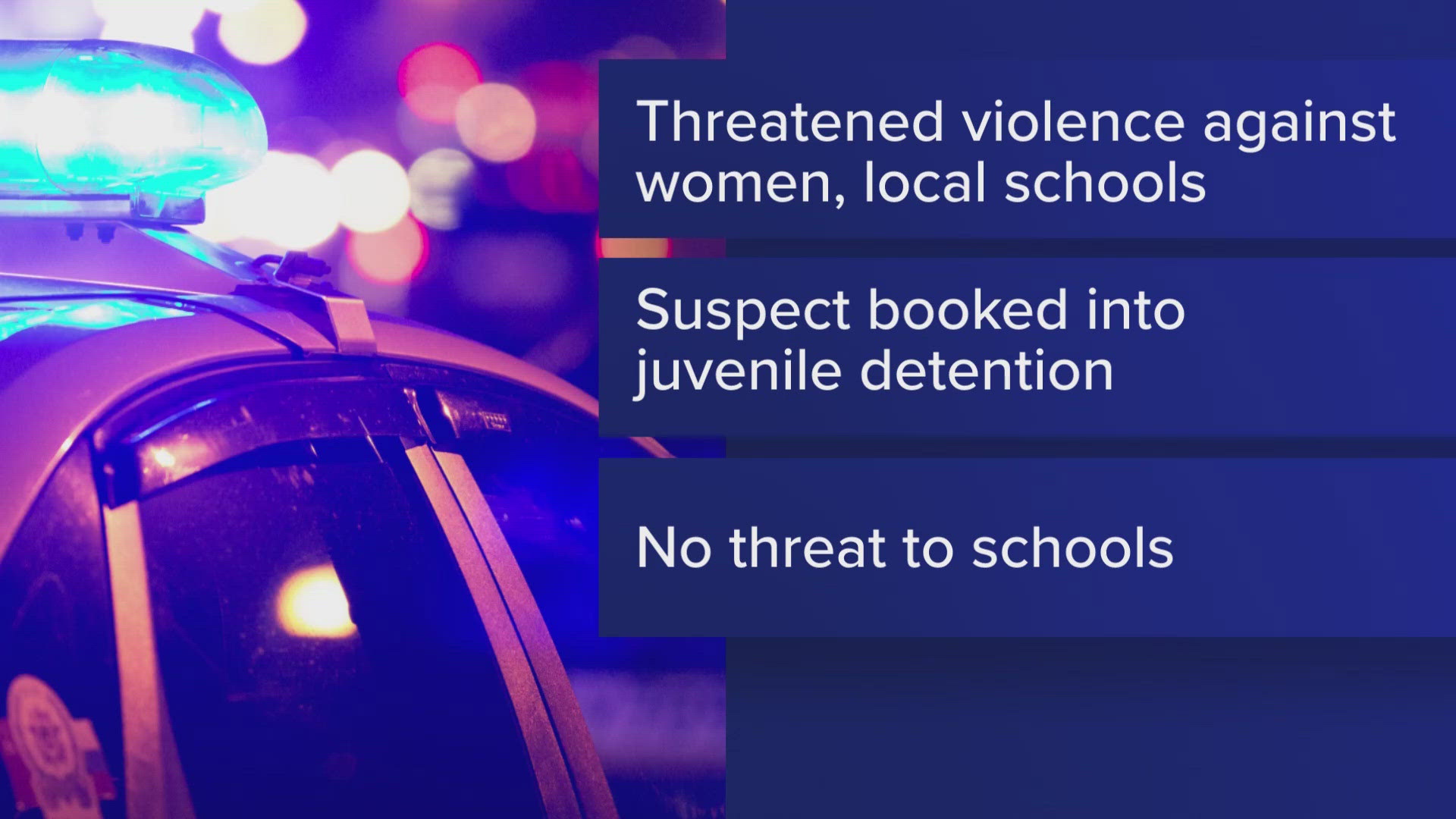 The young person allegedly made threats against women and local schools, police say.