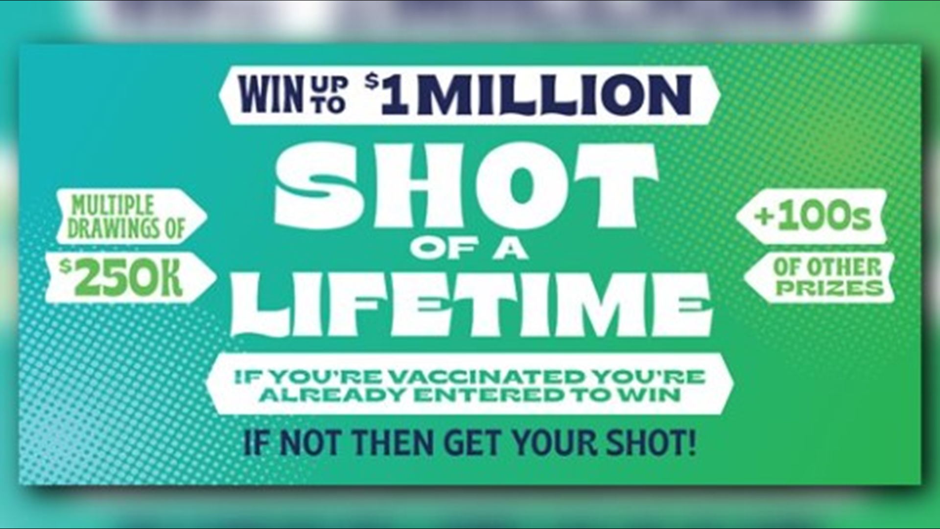All vaccinated Washington residents are eligible for the lottery with prizes worth up to $1 million.