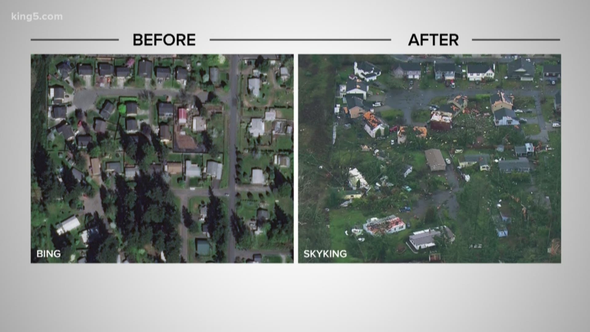 Port Orchard before and after tornado strikes.