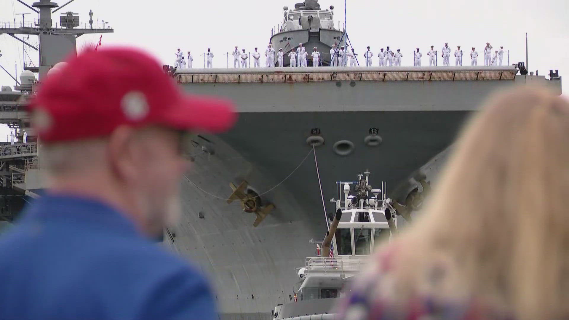 Naval Base Kitsap will be the new home port for the aircraft carrier. More than 2,500 sailors came in on the ship and will now be based in Bremerton.